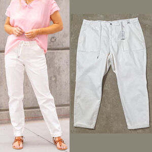 Judy Blue White High Rise Cuffed Jogger Pants Women’s 24W Zipper Fly NWT